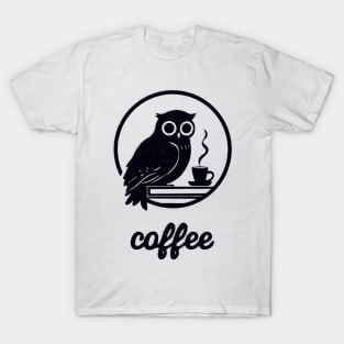 Books Coffee And Owl T-Shirt